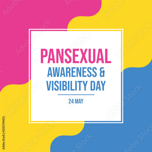 Pansexual Awareness and Visibility Day poster vector illustration. Pansexual pride flag frame square shape vector. LGBT pansexual wavy graphic design element. Template for background, banner, card