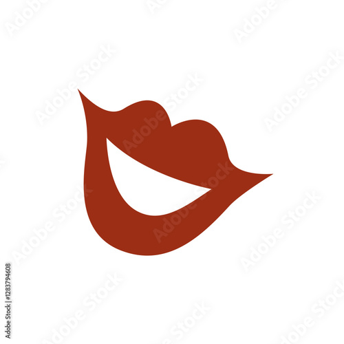 The lips are red in a cartoon style on a white background