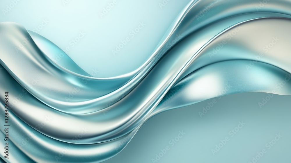 Obraz premium Abstract Blue and Silver Waves: Elegant Flowing Fabric Texture