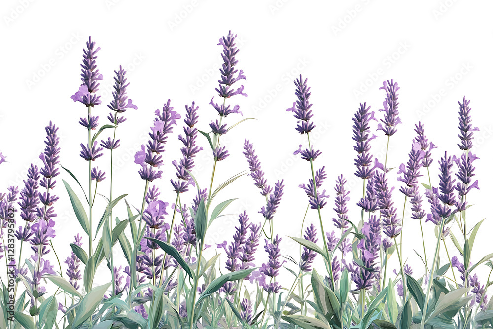 Naklejka premium Serene Lavender Bloom A Photorealistic Botanical Study