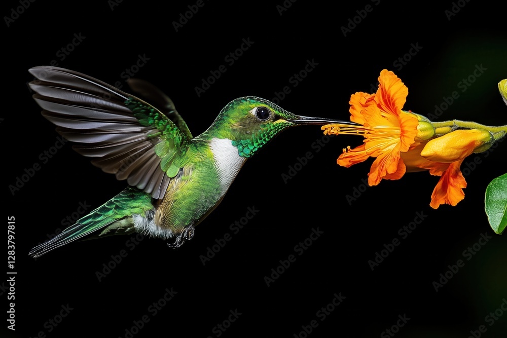 Fototapeta premium Hummingbird in Flight: A Vibrant Encounter with Nature's Beauty