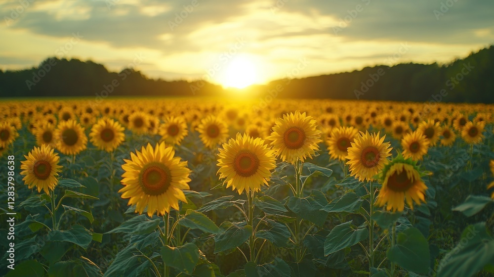Obraz premium Sunset Sunflower Field