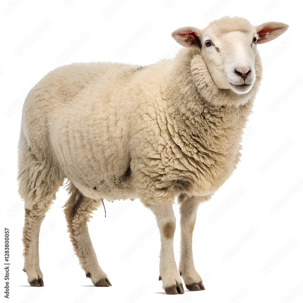 Sheep in front pose isolated on white background Sheep in front pose isolated on white background