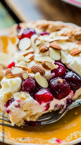 A Slice of Cherry Almond Delight: A Scrumptious Cherry Pie with Almond Topping
