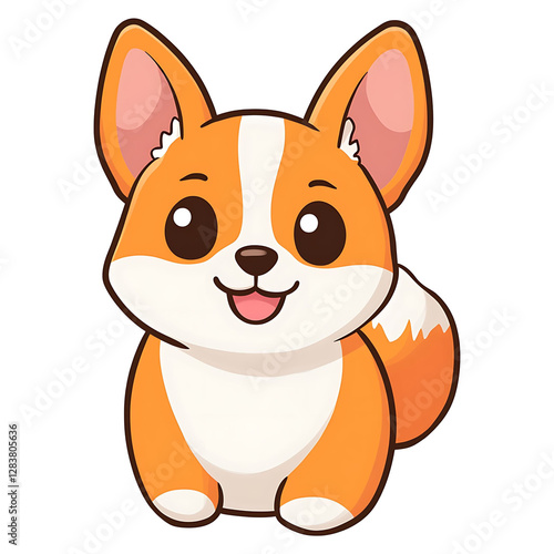 Adorable cartoon Pembroke Welsh Corgi with a happy expression.