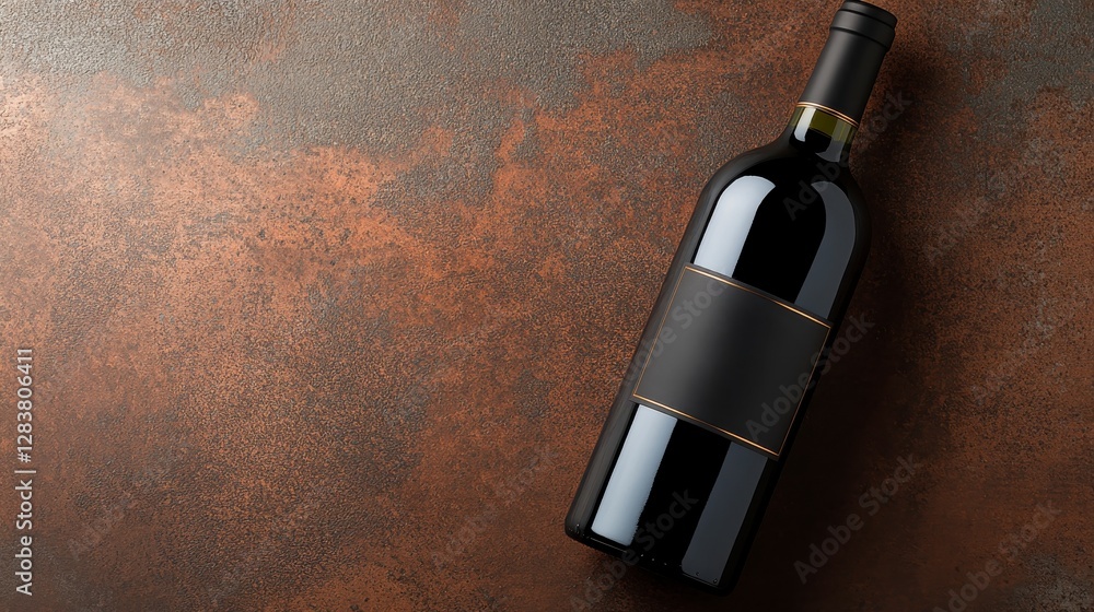 Fototapeta premium Elegant Red Wine Bottle on Rustic Background for Stylish Events
