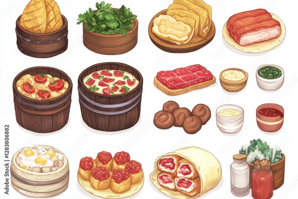 Assorted Delicious Food Items Featuring Snacks and Tasty Dishes Assorted Delicious Food Items Featuring Snacks and Tasty Dishes