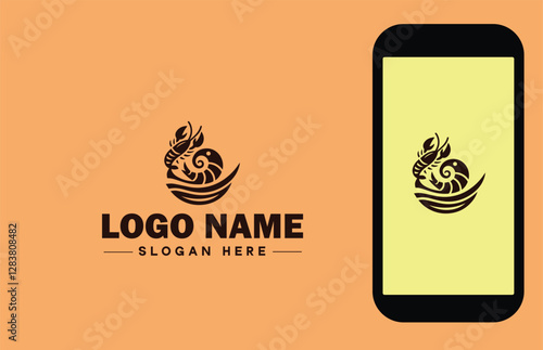 Seafood Restaurant icon Fish restaurant Seafood eatery Oceanic cuisine establishment flat logo sign symbol editable vector