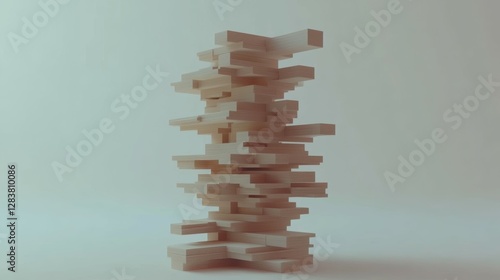 A Pile of Small Building Blocks Stacking Up to Form a Towering Structure, Symbolizing that Consistent, Small Efforts Lead to Great Success Over Time photo