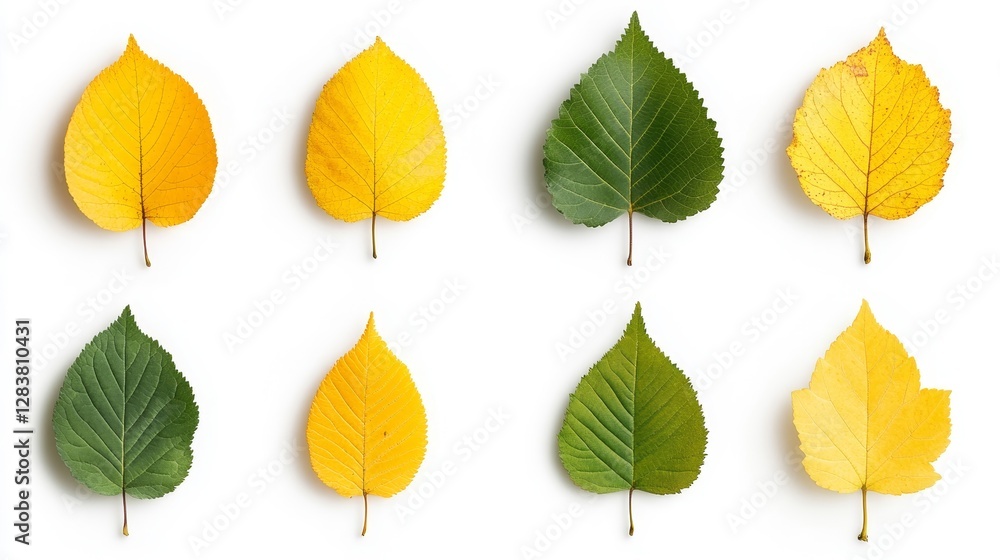 Obraz premium Colorful Autumn Leaves Displayed on White Background