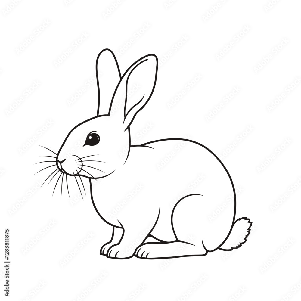 Minimalistic rabbit line drawing on white background, modern art concept Minimalistic rabbit line drawing on white background, modern art concept