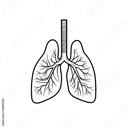 Human anatomical illustration of lungs in minimalist design, health awareness