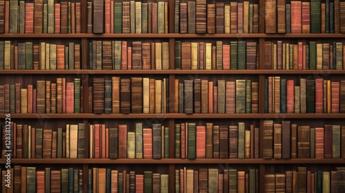 Seamless book pattern. Antique bookcase with literary books. Illustration for school library wallpaper texture.