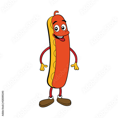 A fun coloring page featuring a cartoon hotdog and bratwurst with cheerful faces, playful expressions, and bold outlines—perfect for kids and food lovers to color!