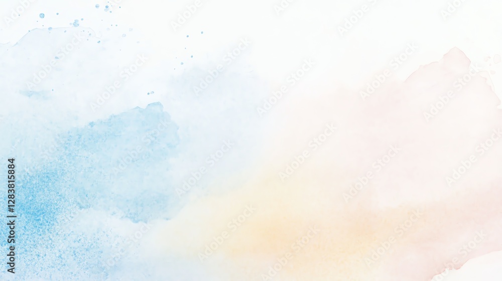 Obraz premium A soft watercolor background featuring gentle shades of blue and peach, creating a calm and serene atmosphere.