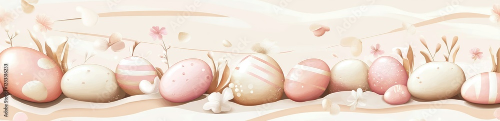 Fototapeta premium Easter vector illustration with candy look and faith metaphors