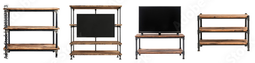 This versatile modular shelving system features an industrial inspired metal frame with solid wood shelves  offering a sleek and functional storage solution for modern homes and offices
