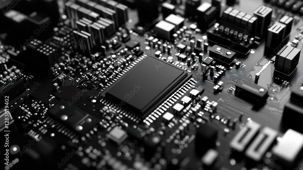Close-up of a Microchip Circuit Board: Technological Marvel Close-up of a Microchip Circuit Board: Technological Marvel