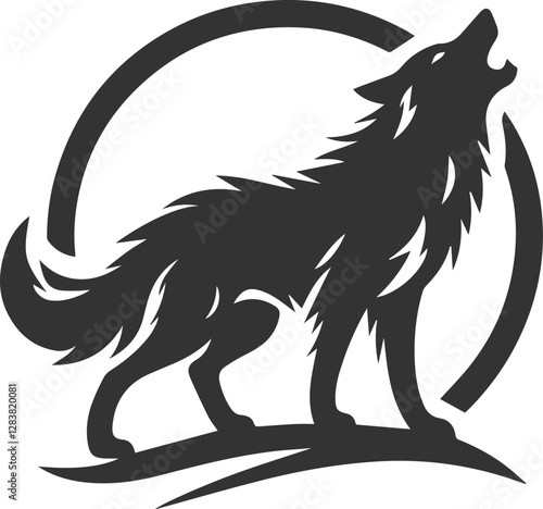 A wolf howling while running forward vector animal silhouette