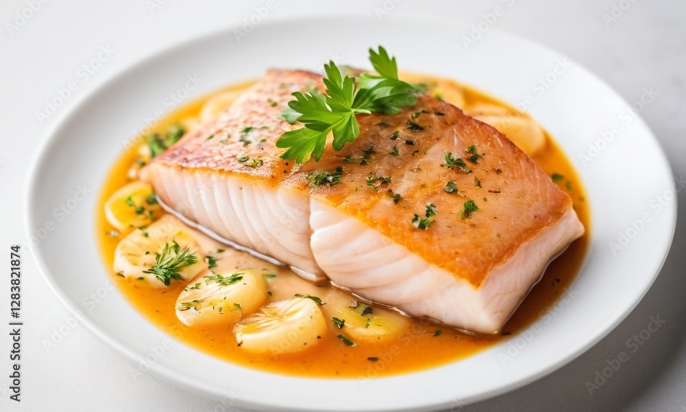 Freshly Cooked Salmon Fillet with Herbs and Citrus Sauce Freshly Cooked Salmon Fillet with Herbs and Citrus Sauce