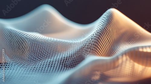 Abstract Digital Landscape:  Waves of Data, Networked Grid, and Illuminated Peaks