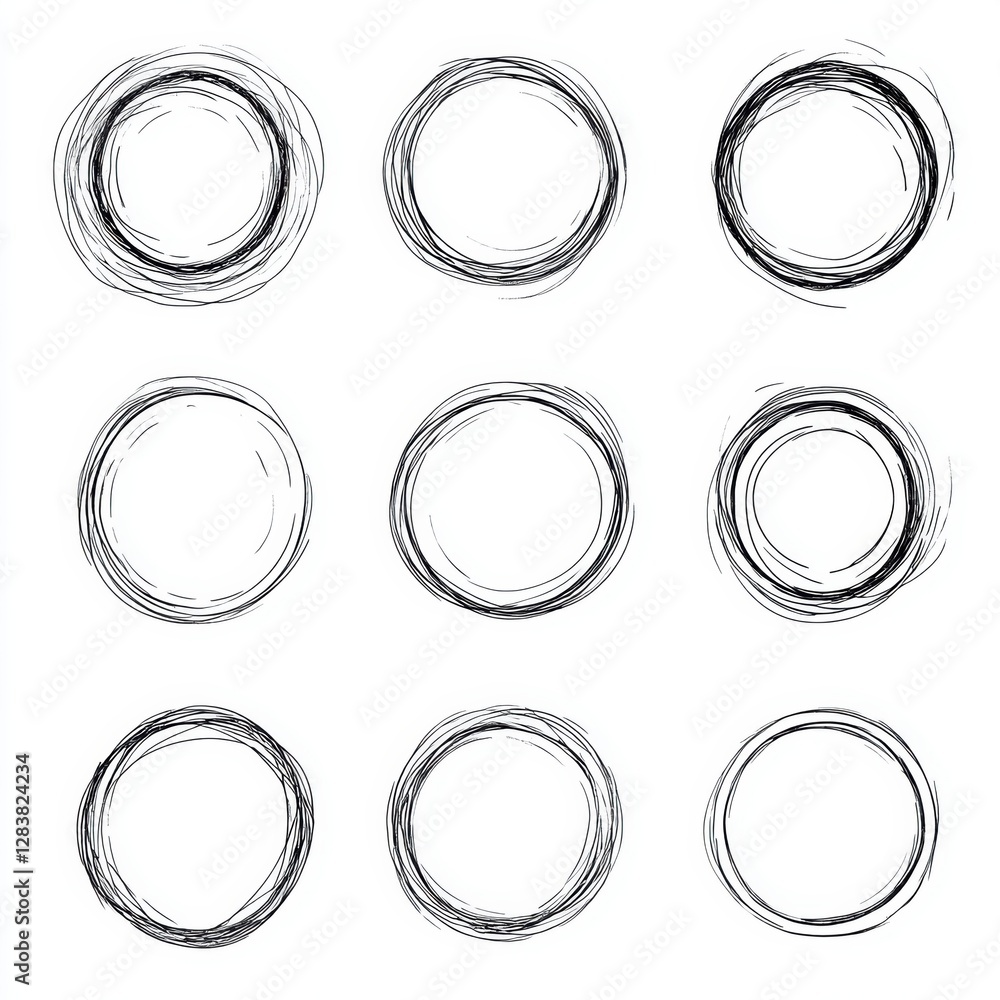 Unleash Creativity with Hand - Drawn Circular Scribble Doodles for Design Elements Unleash Creativity with Hand - Drawn Circular Scribble Doodles for Design Elements