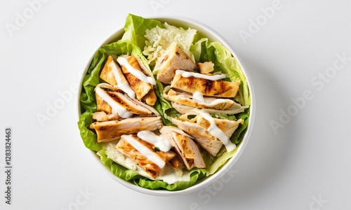 Grilled Chicken Salad Bowl with Fresh Greens and Dressing