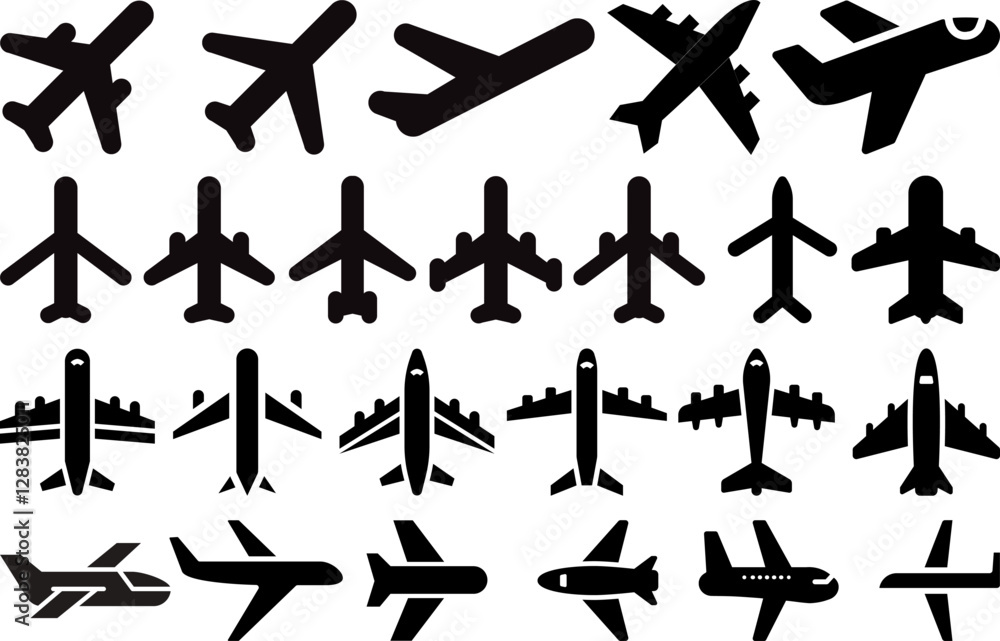 Airplanes set silhouette vector illustration set Airplanes set silhouette vector illustration set