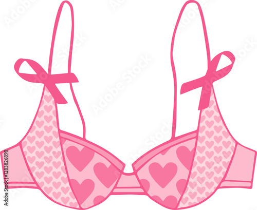 Soutien-gorge à armatures avec motifs cœurs et rubans