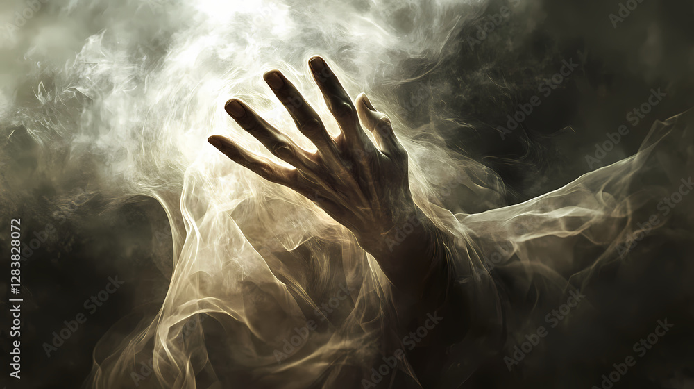 Ethereal hands reaching through a misty veil. Ghostly Hands Reaching Through Veil. Illustration Ethereal hands reaching through a misty veil. Ghostly Hands Reaching Through Veil. Illustration