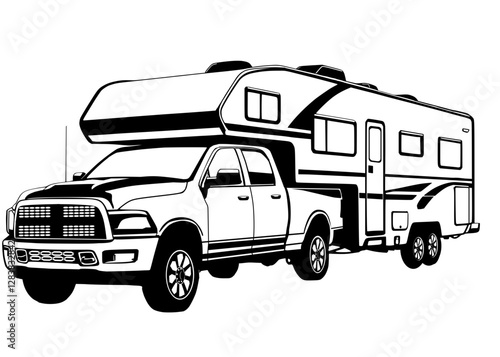 Pick up truck trailer caravan, motorhome 