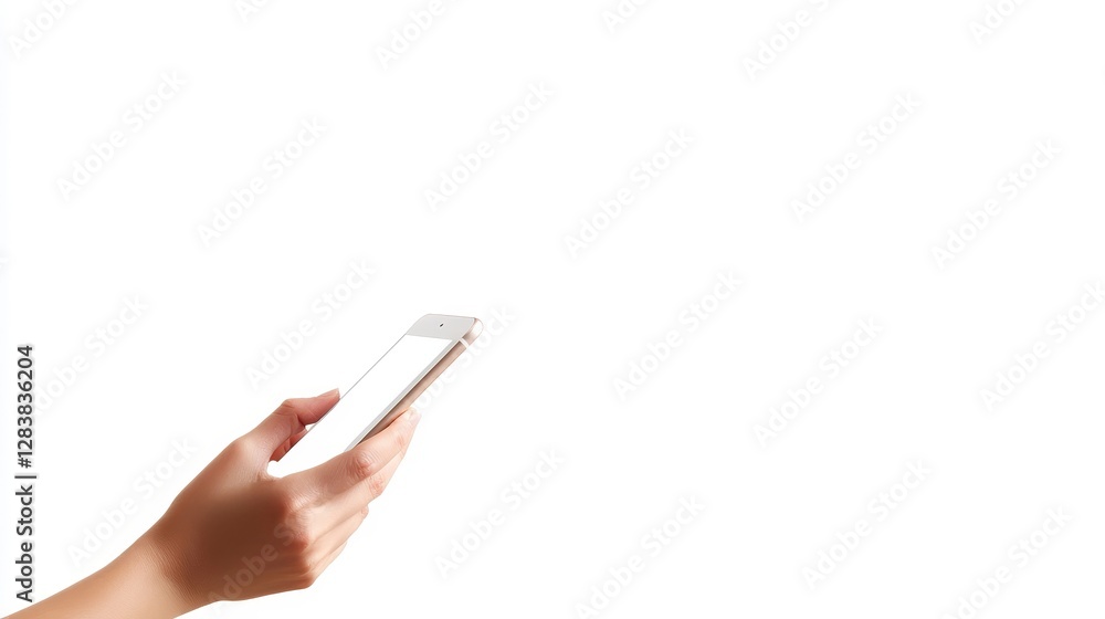 Hand Holding Smartphone with Blank Screen Isolated on White Background Hand Holding Smartphone with Blank Screen Isolated on White Background