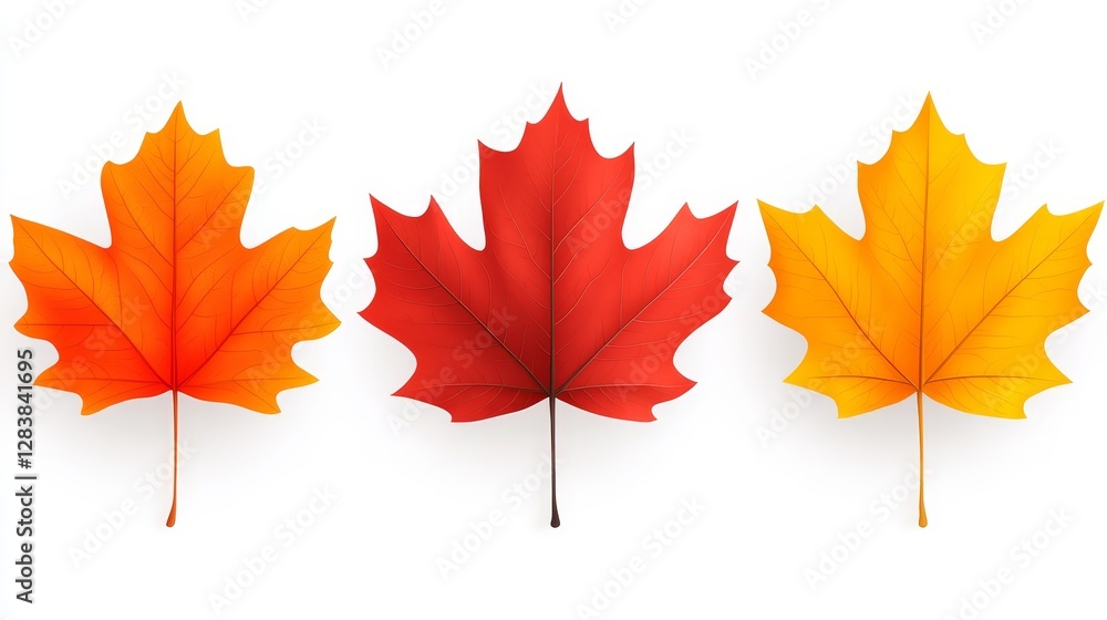 Vibrant Autumn Leaves in Red, Orange, and Yellow Shades Displayed Vibrant Autumn Leaves in Red, Orange, and Yellow Shades Displayed