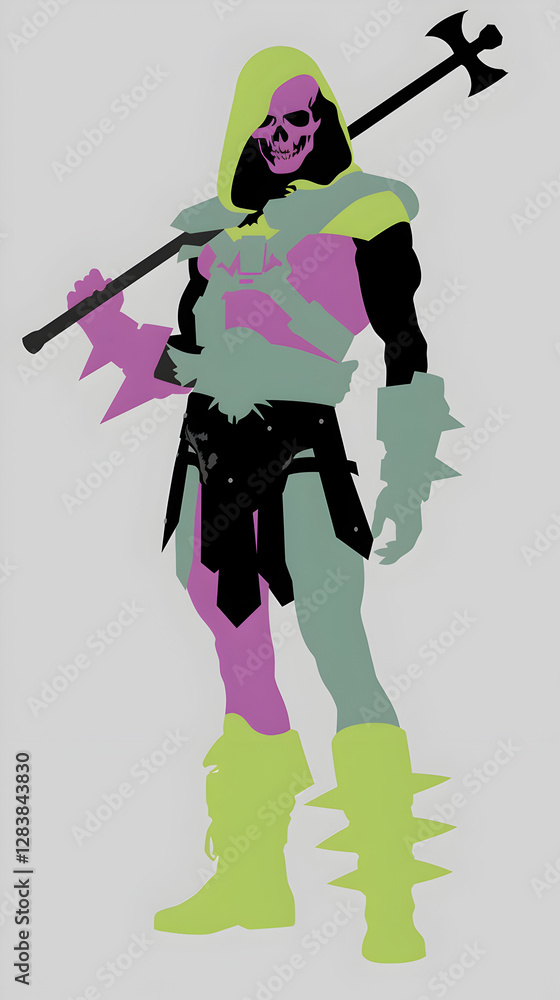 Epic villain standoff fantasy realm digital artwork bold colors dramatic angle Epic villain standoff fantasy realm digital artwork bold colors dramatic angle