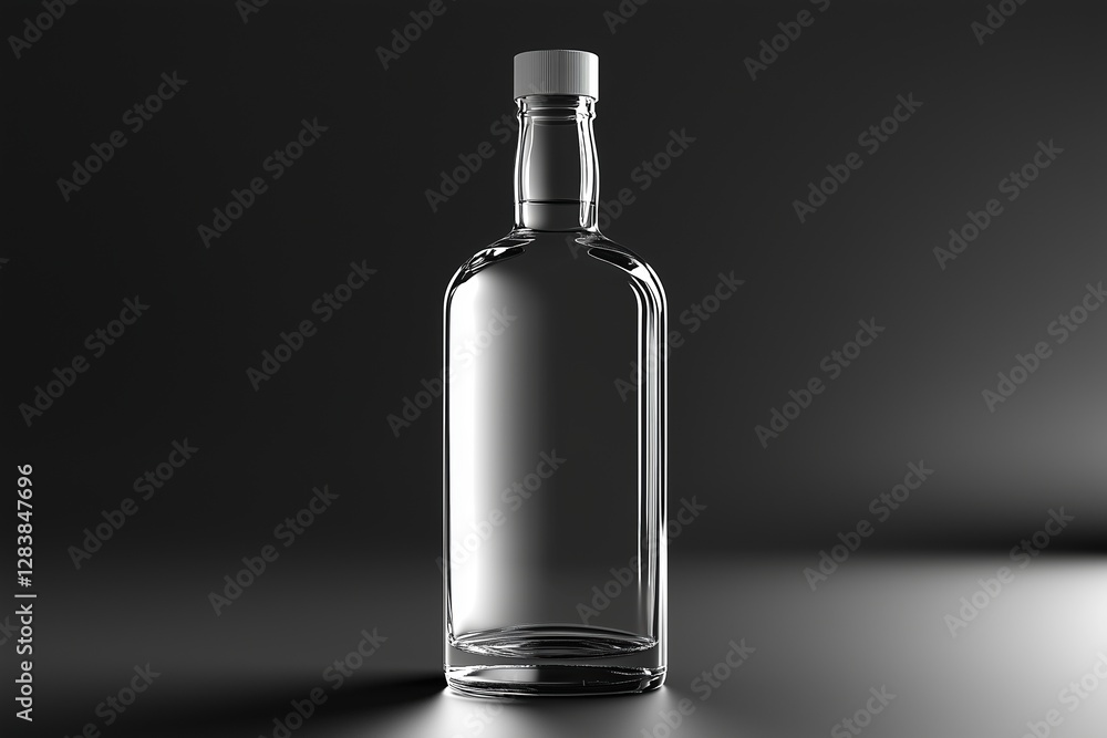 Empty Glass Liquor Bottle: Elegant, Minimalist Design. Perfect for Branding and Mockups. Empty Glass Liquor Bottle: Elegant, Minimalist Design. Perfect for Branding and Mockups.
