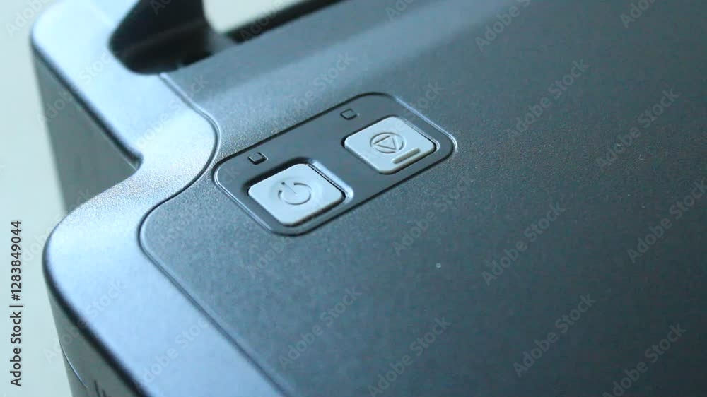 Buttons on the printer. printer power button. printer reset button Buttons on the printer. printer power button. printer reset button