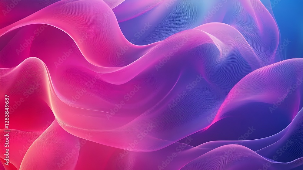 Fototapeta premium Abstract flowing waves of pink and blue colors blend together