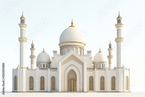 Wallpaper Mural A beautiful white mosque building with golden decorations and minarets Torontodigital.ca