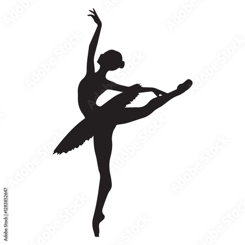 Graceful ballerina silhouette in arabesque pose.