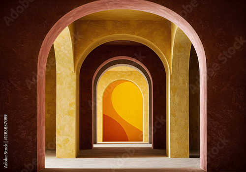 Abstract Archways with Bold Colors and Textured Surfaces photo