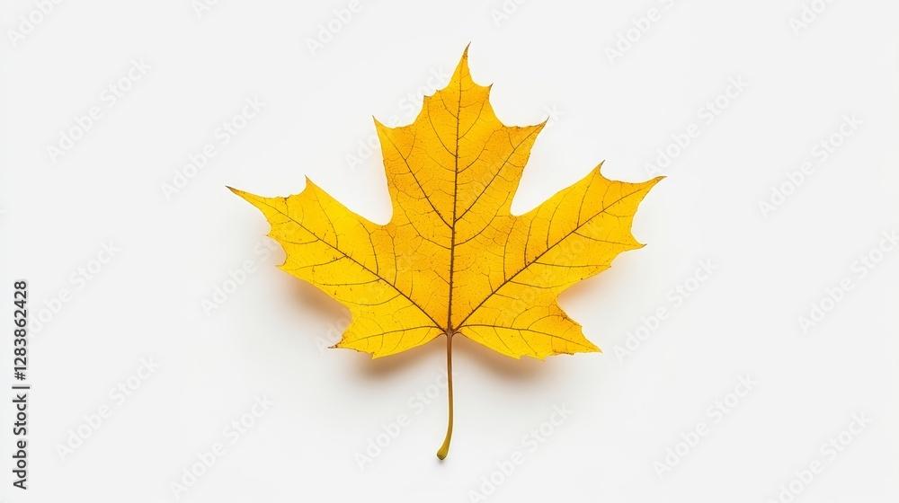 Bright Yellow Maple Leaf Isolated on White Background for Autumn Bright Yellow Maple Leaf Isolated on White Background for Autumn