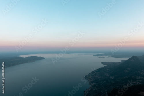 Abendlicher Blick auf den Gardasee in Italien, Südtirol photo