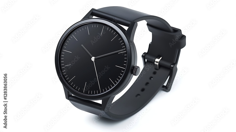 Elegant black wristwatch with minimalist design featuring a sleek face and soft rubber strap perfect for any occasion Elegant black wristwatch with minimalist design featuring a sleek face and soft rubber strap perfect for any occasion