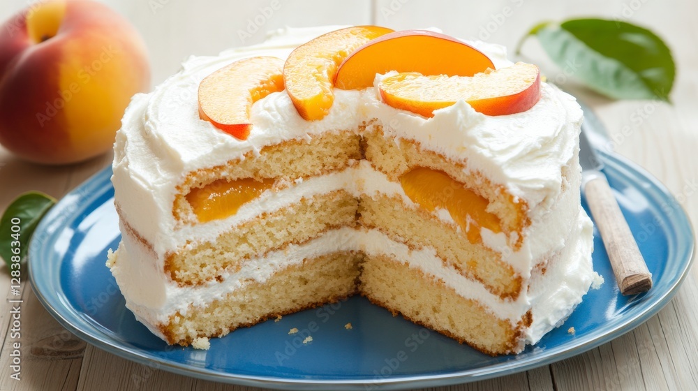 Peach Cake Layers with Whipped Cream and Fresh Peaches: A Summer Delight Peach Cake Layers with Whipped Cream and Fresh Peaches: A Summer Delight