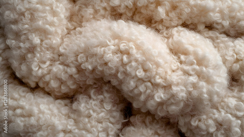 Close up of a fluffy sheep in nature with brown and white fur