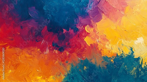 Abstract painting displaying diverse colors and brushstroke techniques beautifully