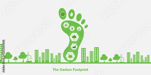 Carbon footprint concept with ecological icon 