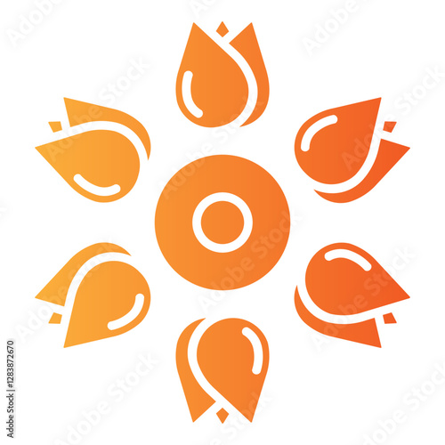 Flower Petal vector single icon with a glyph gradient style