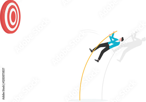 Businessman shooting himself in the middle of the target signifies successful business goals.

