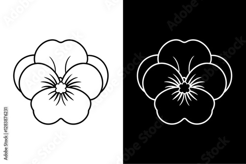 Pansy  flower icon vector on White Background ,Vector Art Illustration on white background.